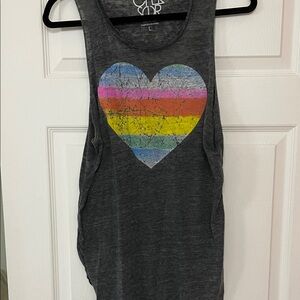 Cha Sor Charcoal Tank Top with Rainbow Heart